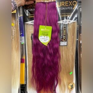 7 pc 100% human hair clip in extensions PURPLE Brazilian natural wave 18”